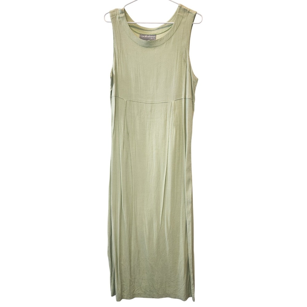 Carol Anderson California Sage Green Sleeveless‎ Maxi Dress Tencel Rayon Size 8